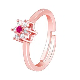 GIVA 92.5 Sterling Silver Rose Gold-Plated Stone-Studded Finger Ring image 4