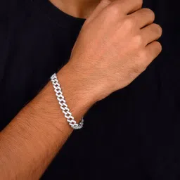 GIVA Men 925 Sterling Silver Rhodium-Plated Link Bracelet image 3