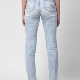 Woodland Women Blue Slim Fit Ripped Heavy Fade Stretchable Jeans image 4
