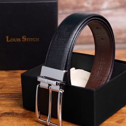 LOUIS STITCH Men Textured Leather Reversible Belt-picture-29