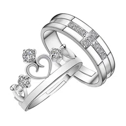 KARISHMA KREATIONS Set Of 2 Silver-Plated AD-Studded Adjustable Finger Rings image 4