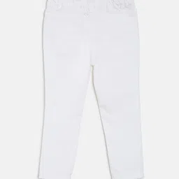 MINI KLUB Girls White Regular Fit Mid-Rise Clean Look Stretchable Jeans image 2