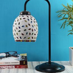 Devansh White Mosaic Glass Iron Table Lamp-picture-30