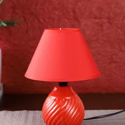 TAYHAA Red Vintage Style Polished Ceramic Round Table Lamp-picture-16