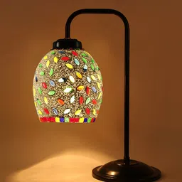 Devansh White Mosaic Glass Iron Table Lamp image 3