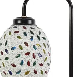 Devansh White Mosaic Glass Iron Table Lamp image 4