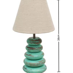 Homesake White & Sea Green Textured Frustum Shaped Table Lamp image 2