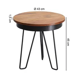 woodenmood Finebuy Solid Wood Side Table in Semi Gloss Honey Oak Finish image 3