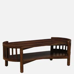 woodsworth from pepperfry Finnmark Sheesham Wood Oval Coffe Table In Scratch Resistant Provincial Teak Finish image 4