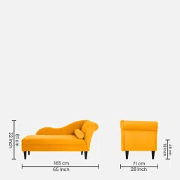febonic Rana velvet LHS Chaise Lounger In Saffron Yellow Colour image 2