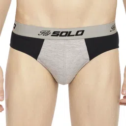 SOLO Colourblocked Ultra Soft Pure Cotton Ribbed Brief Rockstar-Grey Melange-75-picture-42