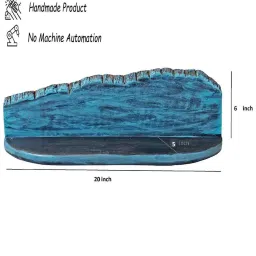 disoo fashions Teal Colour Solid Wood Wall Shelf With Bark Lining image 4