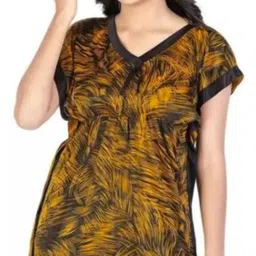 dsiya Women Top & Pyjama Set Yellow, Black Polka Print image 4