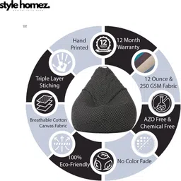 style homez 4XL Classic Cotton Canvas Polka Dots Printed Teardrop Bean Bag With Bean Filling image 5