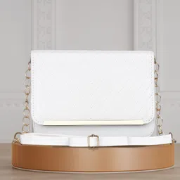 Clear, White Women Sling Bag "Box in Snow Whitish-image-40