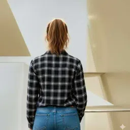 bold aria Women Regular Fit Checkered Spread Collar Casual Shirt image 2