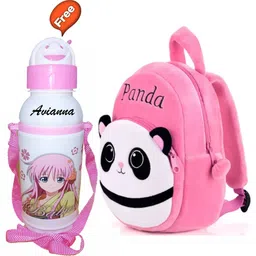 avianna Panda Pink Kids School Backpack With Water Bottle Plush Bag-picture-12