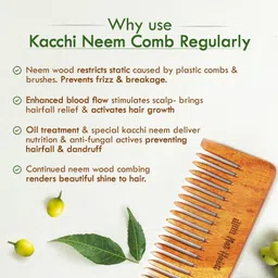 nat habit Oil Soaked Shampoo Neem Wooden Comb For Detangling (Small) image 5