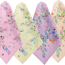 JUNO LUXE JL-1232-FP-A ULTRA SOFT HANKIES FOR LADIES ["Pink, Yellow, Purple, Peach"] Handkerchief image 4