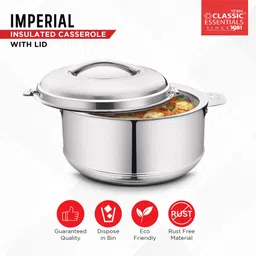 classic essentials Stainless Steel Imperial Casserole with Lid for Roti Double Wall Insulated Serve Casserole image 3