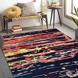 qaaleen Multicolor Abstract Wool And Viscose 8 ft x 10 ft Hand Tufted Carpet image 1