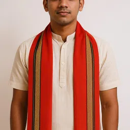 complayyer Printed Pure Cotton Men Orange Scarf image 3