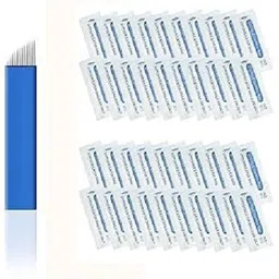 12 pin 50 Pcs Microblading Blade Manual Eyebrow Tattoo Needle Pin Bevel Disposable Flat Tattoo Needles-image-3