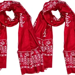 Printed Pure Cotton Men Red Fancy Scarf, Scarf, Stole-image-11
