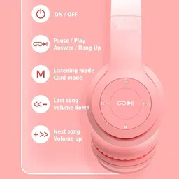 rentoor Premium Headset with Microphone For Girls/Boys Cat Headphone Bluetooth Headset image 3