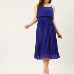 slenor Women A-line Blue Midi/Calf Length Dress-picture-19