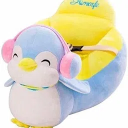 kids wonders Velvet Sofa Chair for Kids with Belt Animal Face | Comfortable Soft Cushion Sofa Seat (Penguin) - 30 cm-picture-11