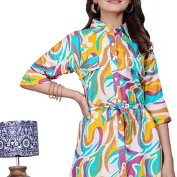 shcon Women A-line Yellow Midi/Calf Length Dress image 4