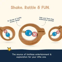 baby yank Wooden Smiley Rattle for New Born Baby, Infants; Wooden Rattles Toy; Non Toxic Rattle image 3