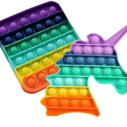 aganta Pop It Set of 2 Fidget Toys Set Pack Poppits Toys for Kids Unicorn Pop It Square Poppits Popping Toys for Kids Small Size Poppet Fidget Set Pack Of 2-picture-25