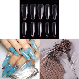 s.a.v.i 500 PCS Artificial False Nails Clear Stiletto Nail Tips Nail Art DIY 50/Size-picture-22