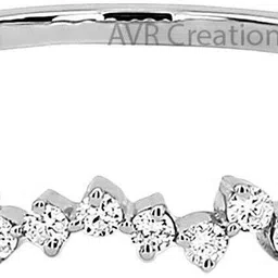 aavira Diamond Cluster Wedding Band Silver Ring image 2