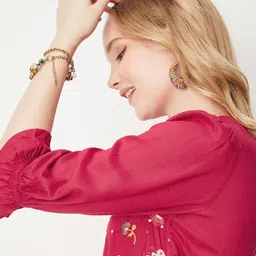 max Women A-line Red Midi/Calf Length Dress image 5