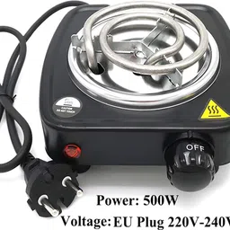 wristkart Black (220V & 500W) Small Electric Coil Heater Cooktop Hotplate, Charcoal Burner Electric Cooking Heater image 3