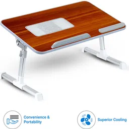 portronics Laptop Cooling Stand Wood Portable Laptop Table image 2