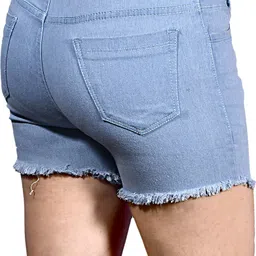 kick frick Solid Women Denim Light Blue Denim Shorts image 2