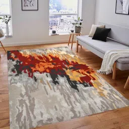 Off White Abstract Wool And Viscose 6X9 Hand-Tufted Carpet-image-1