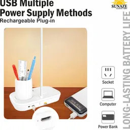 sunaze Rechargeable LED Lamp with Pen Stand | Adjustable Brightness Study Light 6 hrs Lantern Emergency Light image 5