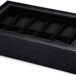 hoc Watch Storage Box for 12 Watches – PU Leather, Soft Cushion, Gift for Men Watch Box image 4
