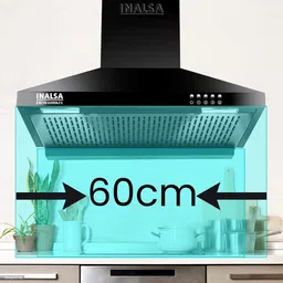inalsa EKON 60BK 1050 m³/hr | Efficient Dual LED Lamps & Double Baffle Filter Wall Mounted Black 1050 CMH Chimney image 4