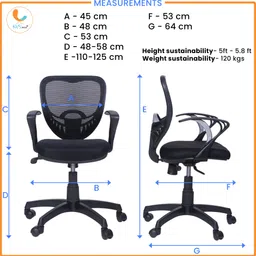 kvs india pan silver Mesh, Fabric Office Adjustable Arm Chair image 3