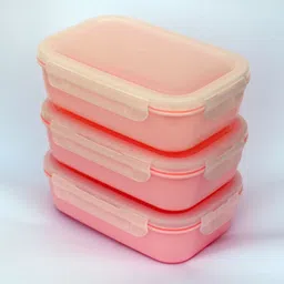 loknath Plain Plastic Lunch Box or Kitchen Freeze storage (Set of 3) Multiple Uses 3 Containers Lunch Box-picture-12