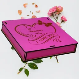 starlaser Nyaro 20 Reasons Why I Love You pink Greeting Card & Artificial Red FlowerCD Greeting Card image 4