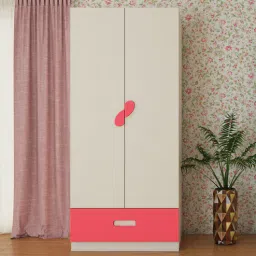 Adona Elanza 2-Door Kids Wardrobe with Drawer and Oval Handles Light Woodgrain - Strawberry Pink-picture-32