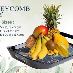 shivaansh New Classic Honeycomb Designed Serving Tray Set of 3 Pcs Tray image 2