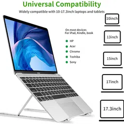 TFG EER Aluminum Laptop Stand Adjustable Laptop Stand Ergonomic Portable Tablet Stand Foldable Laptop Stand for Laptops up to 15" | Office Desk Accessories Laptop Stand image 2